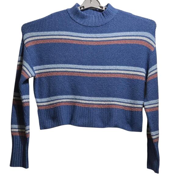 Arizona Jean Co. Women’s Blue Striped Cropped Sweater Size XL - Picture 1 of 5